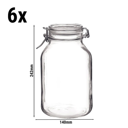 GGM Gastro (6 pcs) Bormioli Rocco | Clip Top Preserve Jar - DUBLIN - 3L - with Clip Top Lid