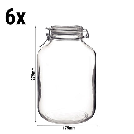 GGM Gastro (6 pcs) Bormioli Rocco | Clip Top Preserve Jar - DUBLIN - 5L - with Clip Top Lid