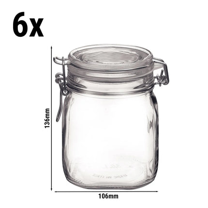 GGM Gastro (6 pcs) Bormioli Rocco | Clip Top Preserve Jar - DUBLIN - 750ml - with Clip Top Lid