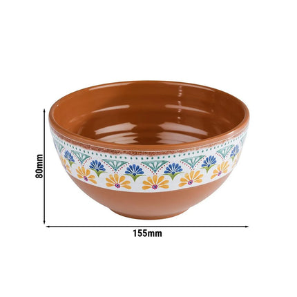 GGM Gastro (6 pcs) Bowl - ARABESQUE - Melamine - 0.8L - square - 155x155mm - Depth: 80mm - Terracotta/Blue
