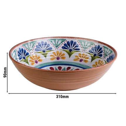 GGM Gastro (6 pcs) Bowl - ARABESQUE - Melamine - 3L - square - 310x310mm - Depth: 90mm - Terracotta/Blue