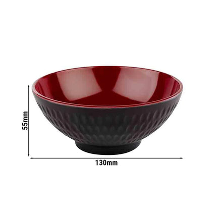 GGM Gastro (6 pcs) Bowl - ASIA PLUS - Melamine - 0.35L - square - 130x130mm - Depth: 55mm - Black/Red