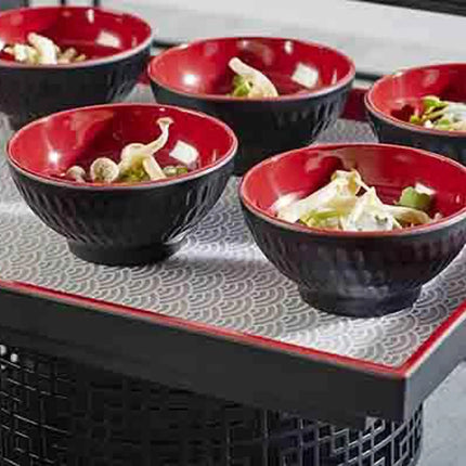 GGM Gastro (6 pcs) Bowl - ASIA PLUS - Melamine - 0.35L - square - 130x130mm - Depth: 55mm - Black/Red