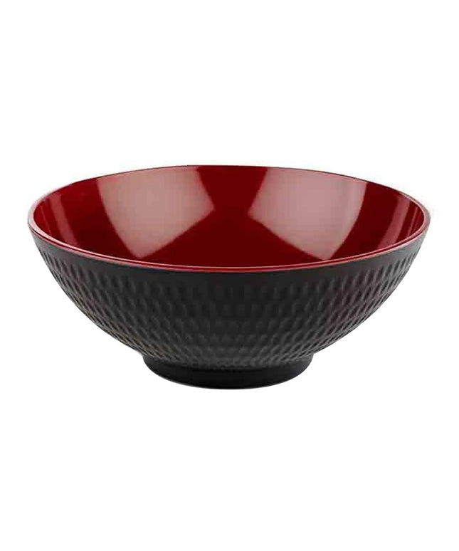 GGM Gastro (6 pcs) Bowl - ASIA PLUS - Melamine - 2.2L - square - 240x240mm - Depth: 95mm - Black/Red
