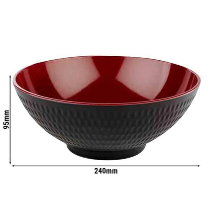 GGM Gastro (6 pcs) Bowl - ASIA PLUS - Melamine - 2.2L - square - 240x240mm - Depth: 95mm - Black/Red