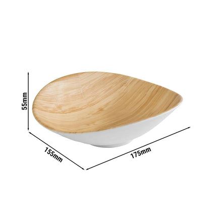 GGM Gastro (6 pcs) Bowl - BAMBOO - Melamine - 0.20L - 175x155mm - Depth: 55mm - White/Beige