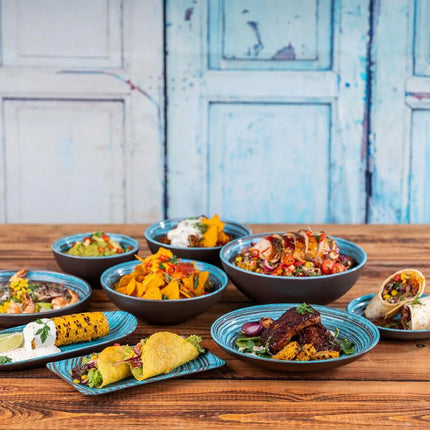 GGM Gastro (6 pcs) Bowl - CANCUN - Melamine - 1.0L - square - 205x205mm - Depth: 65mm - Brown/Blue