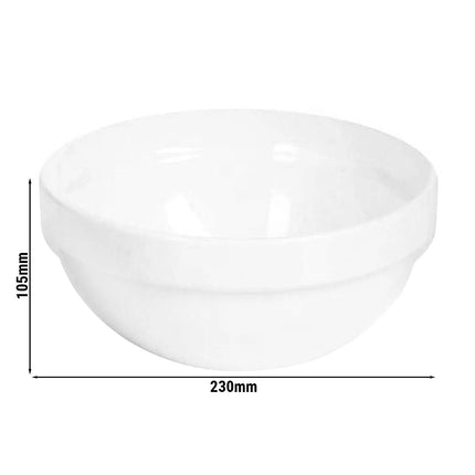 GGM Gastro (6 pcs) Bowl - CASUAL MAXI - Melamine - 2.5L - round - Ø 230mm - 230x230mm - Depth: 105mm - White