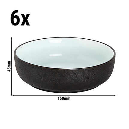 GGM Gastro (6 pcs) Bowl - Cosmic - Porcelain - 550ml - round - Ø 160mm - Black
