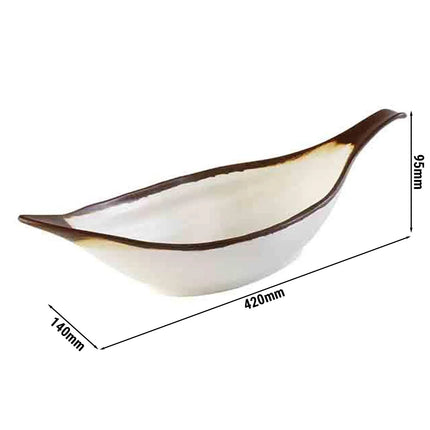 GGM Gastro (6 pcs) Bowl - CROCKER - Melamine - 0.65L - 420x140mm - Depth: 95mm - White/Brown