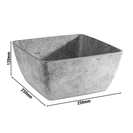 GGM Gastro (6 pcs) Bowl - ELEMENT - Melamine - 3.8L - square - 250x250mm - Depth: 120mm - Grey