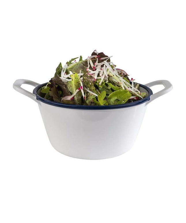 GGM Gastro (6 pcs) Bowl - ENAMEL LOOK - Melamine - 1L - with carry handles - 215x165mm - Depth: 95mm - White & Blue
