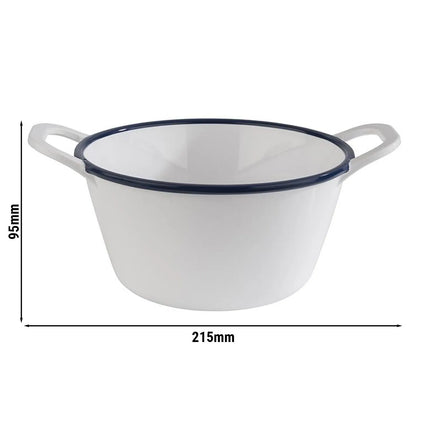 GGM Gastro (6 pcs) Bowl - ENAMEL LOOK - Melamine - 1L - with carry handles - 215x165mm - Depth: 95mm - White & Blue