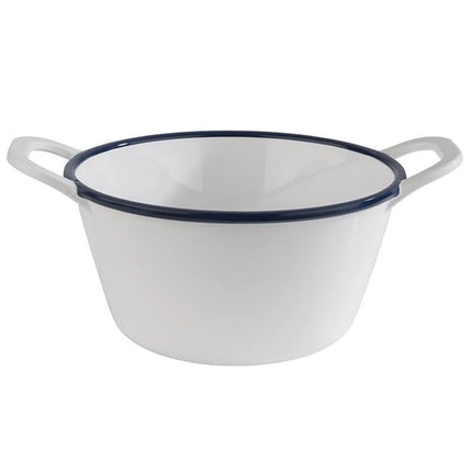 GGM Gastro (6 pcs) Bowl - ENAMEL LOOK - Melamine - 1L - with carry handles - 215x165mm - Depth: 95mm - White & Blue