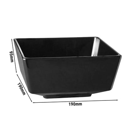 GGM Gastro (6 pcs) Bowl - FLOAT - Melamine - 1.9L - square - 190x190mm - Depth: 95mm - Black