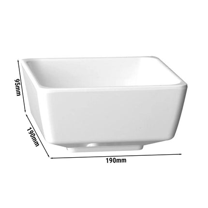 GGM Gastro (6 pcs) Bowl - FLOAT - Melamine - 1.9L - square - 190x190mm - Depth: 95mm - White