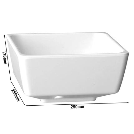 GGM Gastro (6 pcs) Bowl - FLOAT - Melamine - 4.7L - square - 250x250mm - Depth: 120mm - White