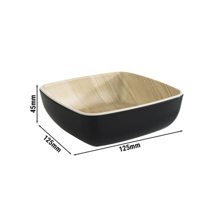 GGM Gastro (6 pcs) Bowl - FRIDA - Melamine - 0.37L - square - 125x125mm - Depth: 45mm - Black & Beige