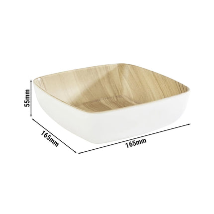 GGM Gastro (6 pcs) Bowl - FRIDA - Melamine - 0.85L - square - 165x165mm - Depth: 55mm - White & Beige