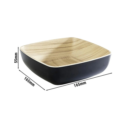 GGM Gastro (6 pcs) Bowl - FRIDA - Melamine - 0.85L - square - 165x165mm - Depth: 55mm - Black & Beige