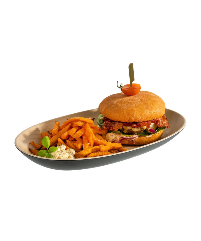 GGM Gastro (6 pcs) Bowl - FRIDA - Melamine - 1.2L - 335x210mm - Depth: 40mm - Black & Beige