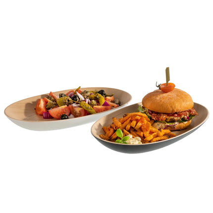 GGM Gastro (6 pcs) Bowl - FRIDA - Melamine - 1.2L - 335x210mm - Depth: 40mm - Black & Beige