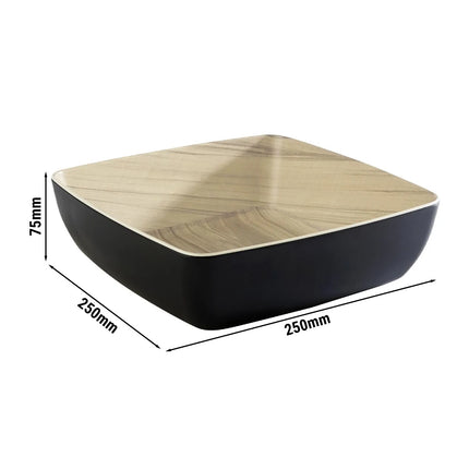GGM Gastro (6 pcs) Bowl - FRIDA - Melamine - 2.65L - square - 250x250mm - Depth: 75mm - Black & Beige