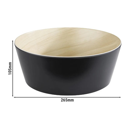 GGM Gastro (6 pcs) Bowl - FRIDA - Melamine - 3.4L - 265x265mm - Depth: 105mm - Black & Beige