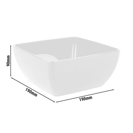 GGM Gastro (6 pcs) Bowl - FRIENDLY - PET - 1.5L - square - 190x190mm - Depth: 90mm - White