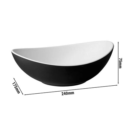 GGM Gastro (6 pcs) Bowl - HALFTONE - Melamine - 0.8L - 240x175mm - Depth: 75mm - Black & White