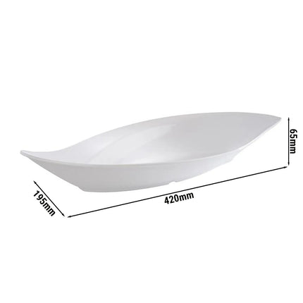 GGM Gastro (6 pcs) Bowl - LEAF - Melamine - 1.0L - 420x195mm - Depth: 65mm - White