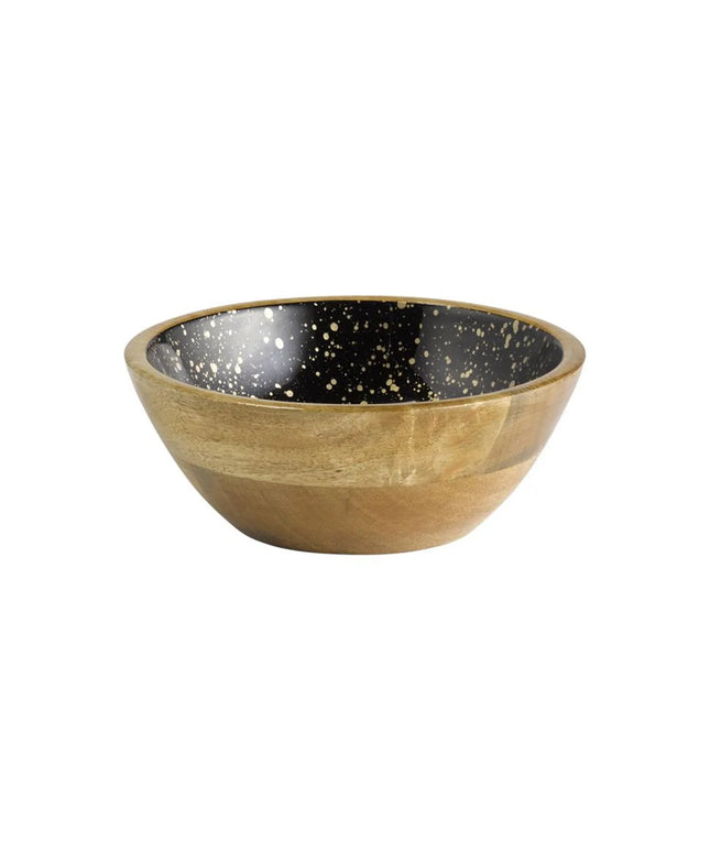 GGM Gastro (6 pcs) Bowl - MANGO - Mango Wood - 0.8L - square - 200x200mm - Depth: 75mm - Black-Gold