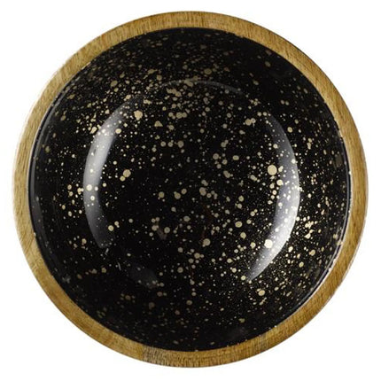 GGM Gastro (6 pcs) Bowl - MANGO - Mango Wood - 0.8L - square - 200x200mm - Depth: 75mm - Black-Gold