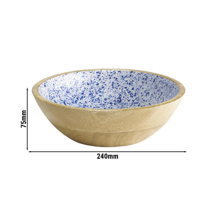GGM Gastro (6 pcs) Bowl - MANGO - Mango Wood - 1.1L - Ø 240mm - White-Blue