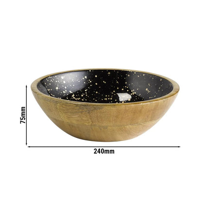 GGM Gastro (6 pcs) Bowl - MANGO - Mango Wood - 1.1L - round - Ø 240mm - Black-Gold