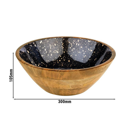 GGM Gastro (6 pcs) Bowl - MANGO - Mango Wood - 3L - round - Ø 300mm - Depth: 105mm - Black-Gold