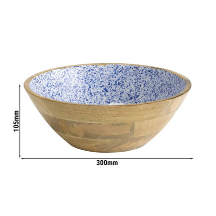 GGM Gastro (6 pcs) Bowl - MANGO - Mango Wood - 3L - round - Ø 300mm - White-Blue