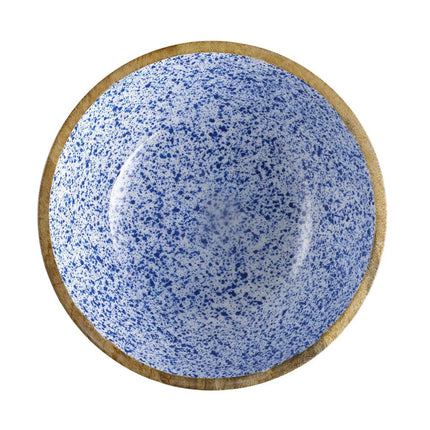 GGM Gastro (6 pcs) Bowl - MANGO - Mango Wood - 3L - round - Ø 300mm - White-Blue