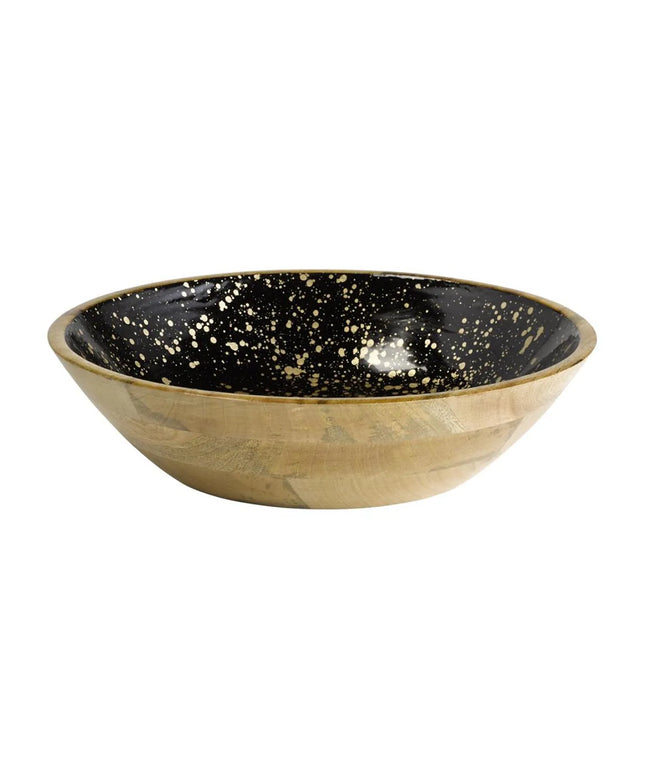 GGM Gastro (6 pcs) Bowl - MANGO - Mango Wood - 4L - round - Ø 370mm - Depth: 90mm - Black-Gold