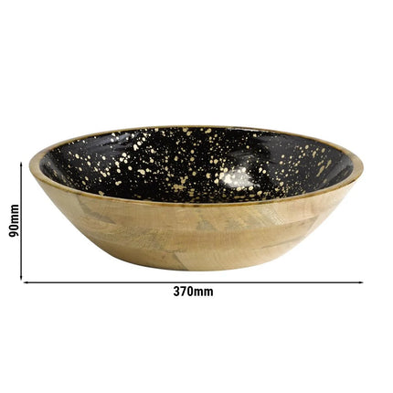 GGM Gastro (6 pcs) Bowl - MANGO - Mango Wood - 4L - round - Ø 370mm - Depth: 90mm - Black-Gold