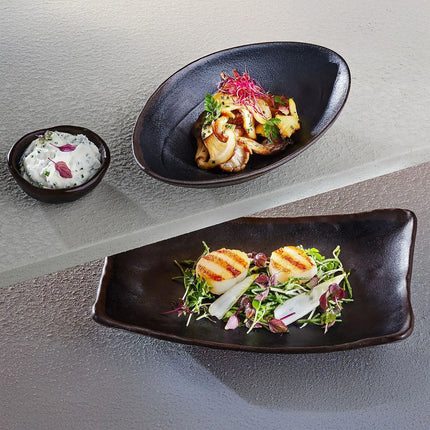 GGM Gastro (6 pcs) Bowl - MARONE - Melamine - 0.60L - 220x130mm - Depth: 75mm - Black/Brown