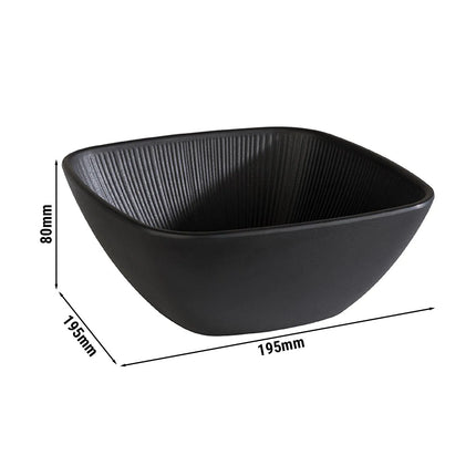 GGM Gastro (6 pcs) Bowl - NERO - Melamine - 1.5L - square - 195x195mm - Depth: 80mm - Black