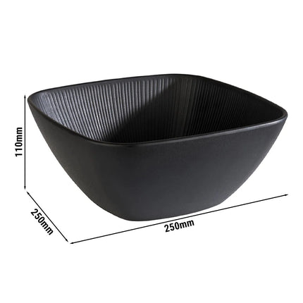 GGM Gastro (6 pcs) Bowl - NERO - Melamine - 3.5L - square - 250x250mm - Depth: 110mm - Black