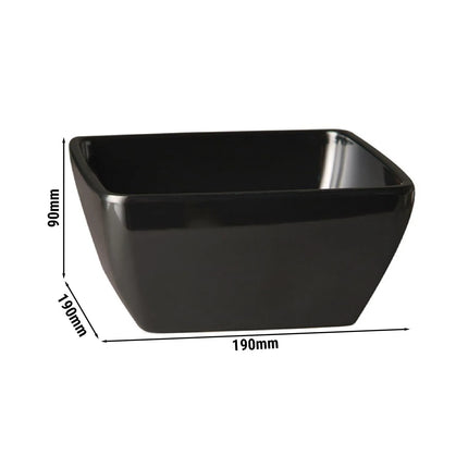 GGM Gastro (6 pcs) Bowl - PURE COLOR - Melamine - 1.5L - square - 190x190mm - Depth: 90mm - Black