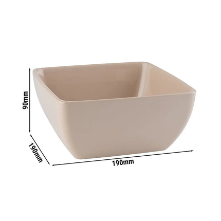 GGM Gastro (6 pcs) Bowl - PURE - Melamine - 1.5L - square - 190x190mm - Depth: 90mm - Beige