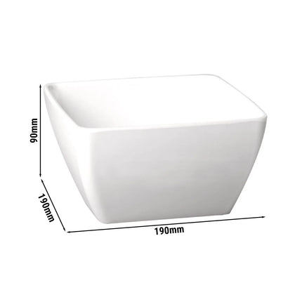 GGM Gastro (6 pcs) Bowl - PURE - Melamine - 1.5L - square - 190x190mm - Depth: 90mm - White