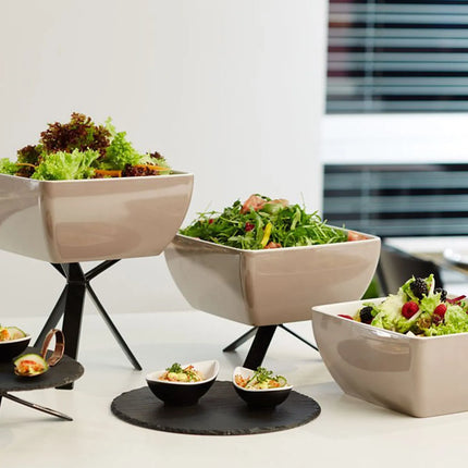 GGM Gastro (6 pcs) Bowl - PURE - Melamine - 3.8L - square - 250x250mm - Depth: 120mm - Beige