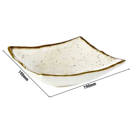 GGM Gastro (6 pcs) Bowl - STONE ART - Melamine - 0.5L - square - 190x190mm - Depth: 60mm - White/Brown