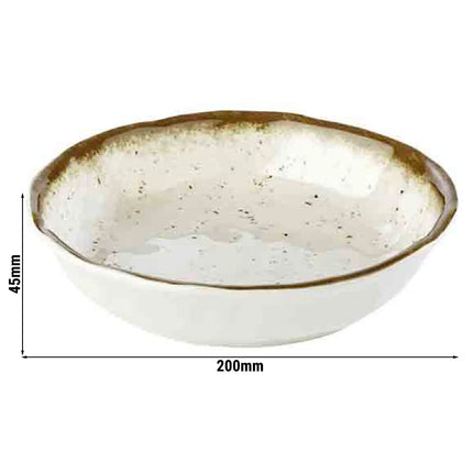 GGM Gastro (6 pcs) Bowl - STONE ART - Melamine - 0.6L - 200x200mm - Depth: 45mm - White/Brown