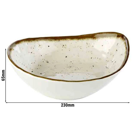GGM Gastro (6 pcs) Bowl - STONE ART - Melamine - 0.6L - 230x190mm - Depth: 65mm - White/Brown